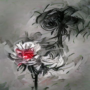 Abstracte bloem rood en zwart