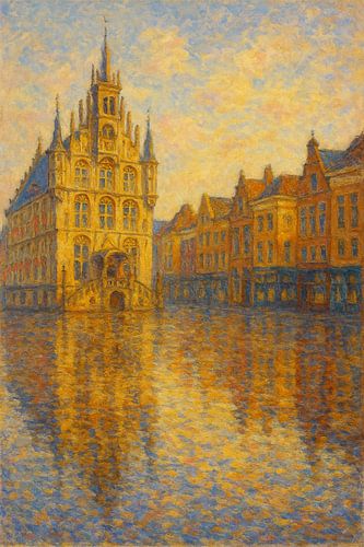 De regenachtige charme van Gouda - Reflecties op de Markt