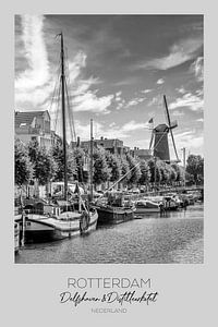 In focus: ROTTERDAM Delfshaven with old mill De Distilleerketel