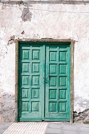 Vintage turquoise door, old wall | Photo print Spain | Colourful travel photography by HelloHappylife