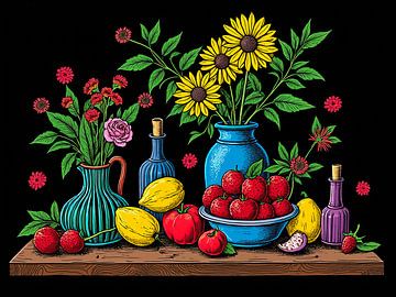 Een kleurrijk stilleven illustratie van The Photo Artist