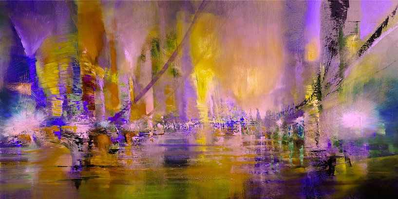 Pulsierendes Leben am Fluss - gold und violett von Annette Schmucker
