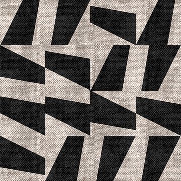 Textiel linnen neutrale geometrische minimalistische kunst in aardse kleuren I van Dina Dankers