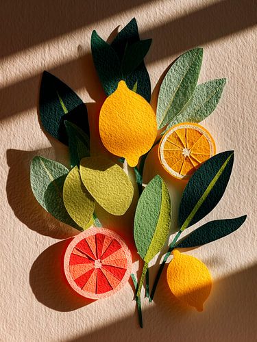 Citroenen en grapefruit – botanische collage