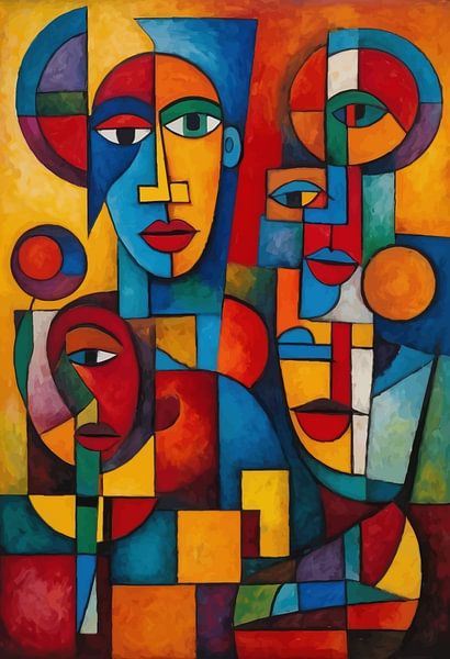 Abstract kubisme gezichten kunst van MIROKKU