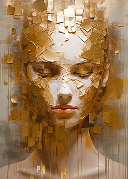 Goldene Schichten der Schönheit Das Gesicht in Fragmenten von Color Square