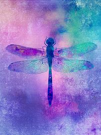 Dragonfly in purple watercolour