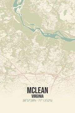 Vintage landkaart van McLean (Virginia), USA. van MijnStadsPoster