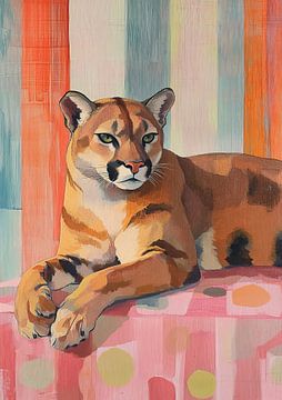 Kleurrijk Poema Schilderij Rust van De Mooiste Kunst