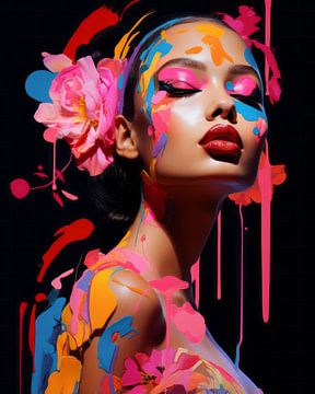 Modern portrait "Neon vibes" by Carla Van Iersel