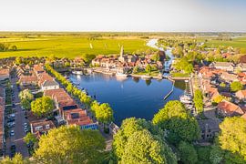 Luftaufnahme von Blokzijl bei Sonnenuntergang im Frühling von Sjoerd van der Wal Fotografie