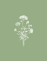Veldbloemen illustatie olijfgroen