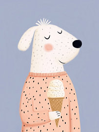 Chien au cornet de glace – Affiche tendre pour enfant sur StudioRemier