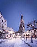 Snowy Havermarkt at night - Breda