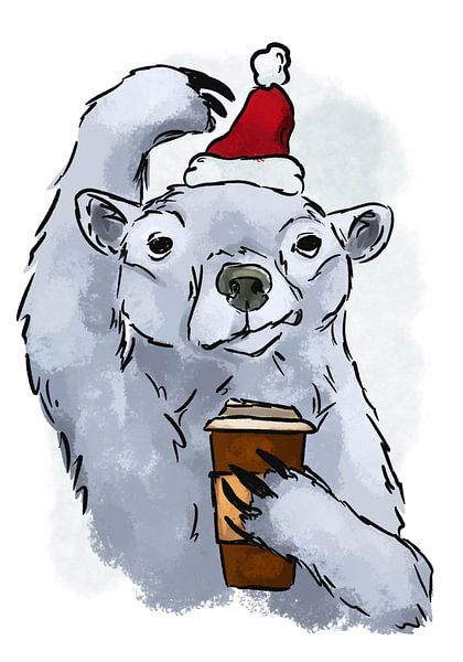 Polar Bear with Santa Hat by Antiope33