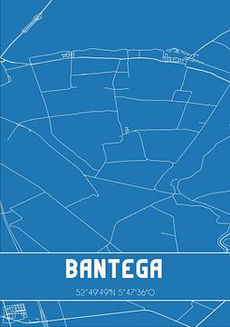 Blauwdruk | Landkaart | Bantega (Fryslan) van MijnStadsPoster