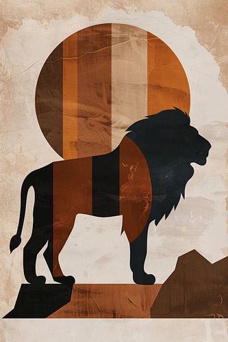 Gestileerde Leeuw op Monochrome Achtergrond