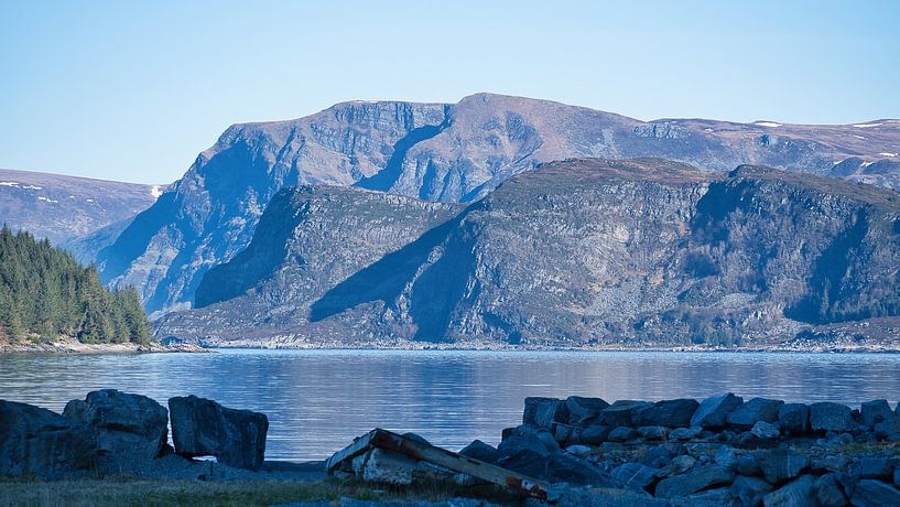 Western Cape in Norway. Fjord and sea with mountains on the coast by Martin Köbsch