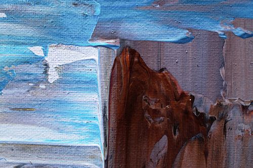 Macrofoto van acrylic pouring turquoise bruin