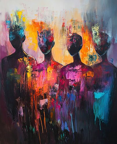 Figures abstract | Five people silhouettes with colour by Art Whims