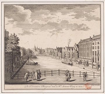 Gezicht op de Kloveniersburgwal te Amsterdam, ca. 1700 - 1748 van Atelier Liesjes