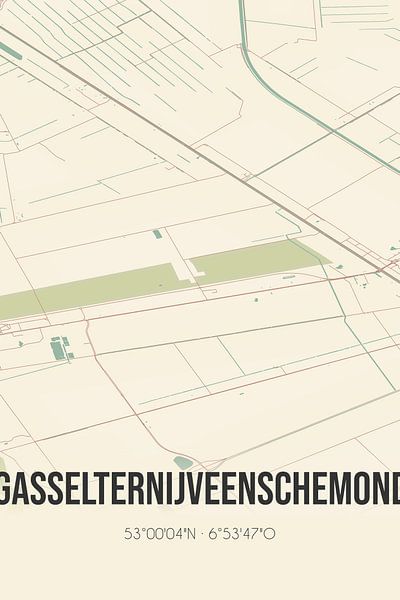 Vintage map of Gasselternijveenschemond (Drenthe) by Prints of Place