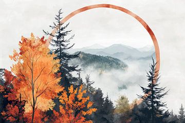 Paysage forestier automnal avec cadre sur Poster Art Shop