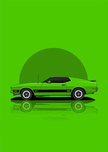 Kunst 1973 Ford Mustang Grün
