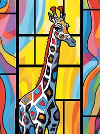 Giraffe bunt Portrait grafisch modern Tier Afrika farbenfroh
