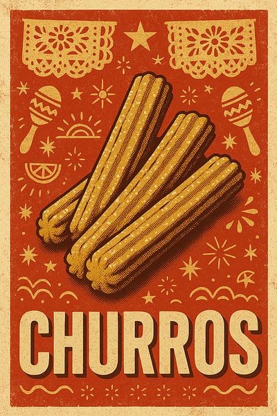 Churros - Poster vintage de dessert mexicain par Travel Shop