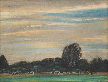 Leo Gestel, Landschap met grazende koeien, 1881 van Atelier Liesjes