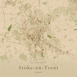Vintage map of Stoke-on-Trent, United Kingdom by Prints of Place
