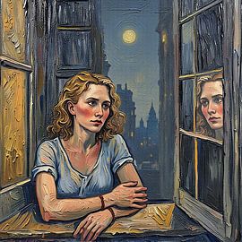 Double portrait de dame 03 (sur le rebord de la fenêtre)