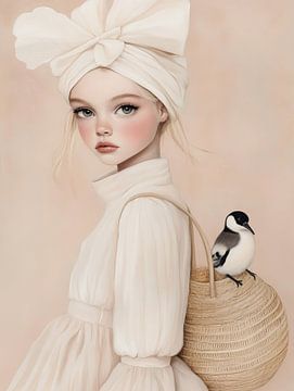 La fille et l'oiseau sur Carla Van Iersel