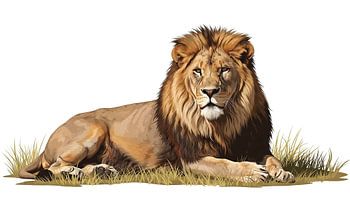 Majestic Lion Resting Illustration