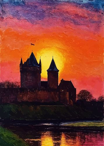 Slot Loevestein Zonsondergang