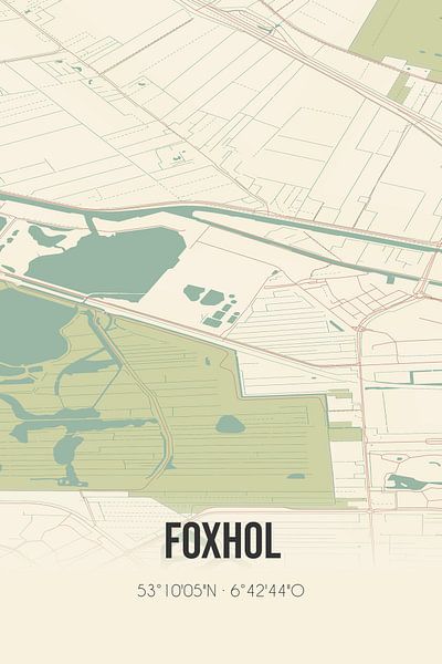 Vintage map of Foxhol (Groningen) by Prints of Place