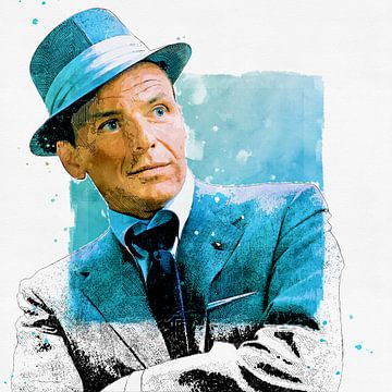 Frank Sinatra ook bekend als Ol' blue eyes (kunst) van Art by Jeronimo