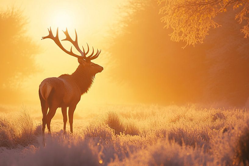 Deer in the golden morning sun by Imperial Art House