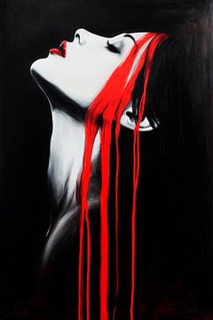 Head in contrast - Red drops of emotion by Poster Art Shop