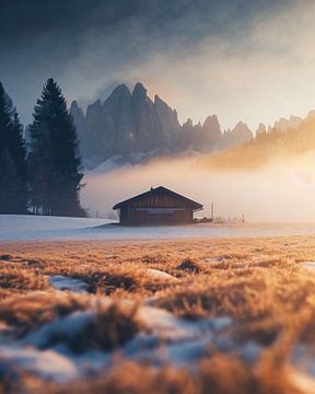 Winter in de bergen van fernlichtsicht
