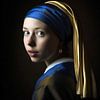 The girl with the pearl earring, a modern portrait after Johannes Vermeer by Roger VDB