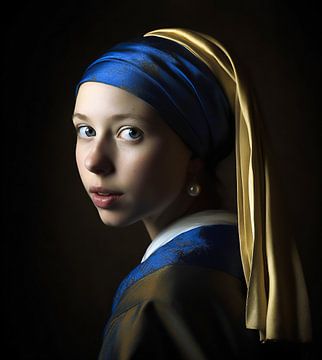 The girl with the pearl earring, a modern portrait after Johannes Vermeer by Roger VDB