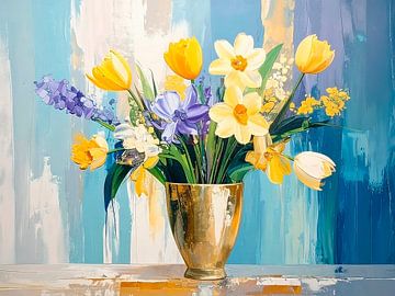 Spring! Still life with tulips and daffodils by Studio Pieternel