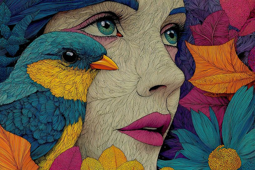 femme avec imprimé floral par Egon Zitter