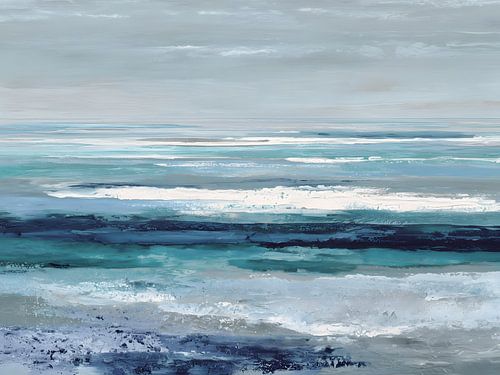 Peinture abstraite représentant un paysage marin serein
