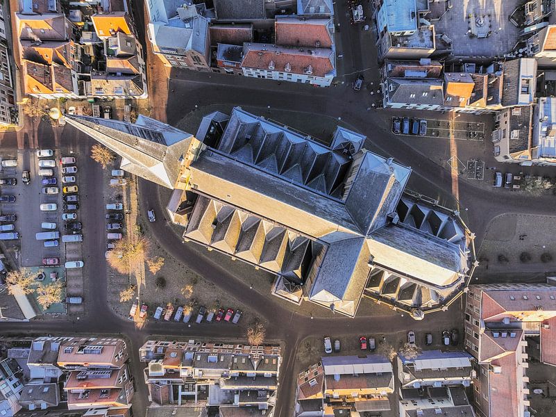 Kampen Bovenkerk an einem kalten Wintermorgen von oben gesehen von Sjoerd van der Wal Fotografie