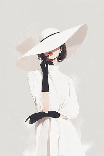 Femme au chapeau en noir et blanc n° 4