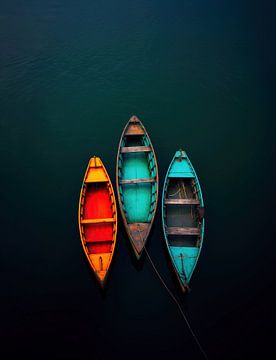 Kleurrijke boten in blauw water van fernlichtsicht