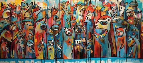 Malerei Bunte Abstrakte | Fröhliche Vierbeiner Sammlung